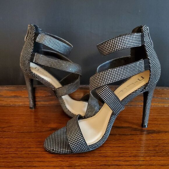 N for Nicole Miller SINDY Black Rhinestone Strappy Heels - Picture 3 of 9